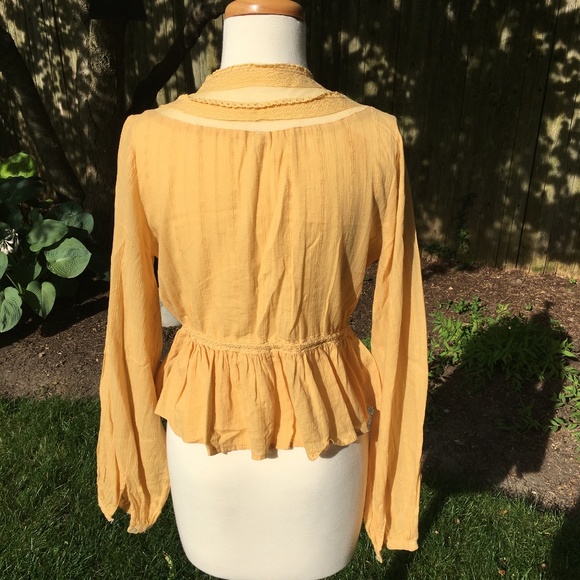 Free People Gold Lace Tie-String Top - Picture 3 of 3